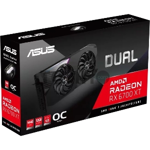 Видеокарта Asus PCI-E 4.0 DUAL-RX6700XT-O12G AMD Radeon RX 6700XT 12288Mb 192 GDDR6 2474/16000 HDMIx1 DPx3 HDCP Ret