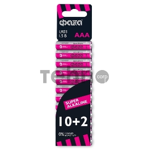 Элемент питания алкалиновый LR03 Super Alkaline SBL-10+2 (уп.12шт) ФАZА 2854612 Элемент питания алкалиновый LR03 Super Alkaline SBL-10+2 (уп.12шт) ФАZА 2854612