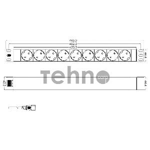 Монтажное оборудование Hyperline SHT19-9SH-2.5IEC Блок розеток для 19