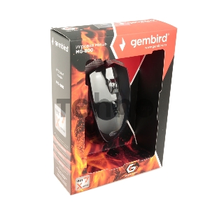 Мышь игровая Gembird MG-800, USB, 3200DPI, 6 кнопок+колесо-кнопка, кабель тканевый 1.8 м