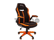 Игровое кресло Chairman game 19 чёрное/оранжевое  (ткань полиэстер, пластик, газпатрон 3 кл, ролики, механизм качания)