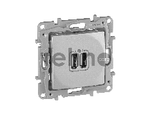 Розетка USB Legrand 672494 с двумя USB-разьемами 240В/5В 2400мА - Etika - алюминий