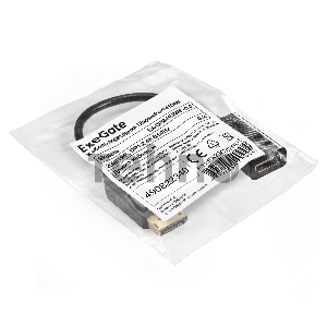 Кабель-переходник DisplayPort-HDMI ExeGate EX-DPM-HDMIF-0.2 (20M/19F, DP1.2 4K@60Hz, 0,2м)