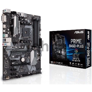 Материнская плата ASUS PRIME B450-PLUS, ATX B450, 4*DDR4, DVI+HDMI, CrossFireX, SATA3 + RAID, Audio, Gb LAN, USB 3.1*7, USB 2.0*6, COM*1 header (w/o cable)