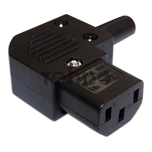 Вилка IEC 60320 C13, 10A, 250V, угловая, разборная, черная