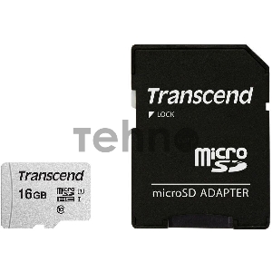 Флеш карта Micro SecureDigital 16Gb Transcend  TS16GUSD300S-A  {MicroSDHC Class 10 UHS-I, SD adapter}