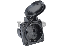 Розетка панельная MAGNUM 2P+PE 16А IP54 РП14-3 с защ. крышкой с заземл. черн. IEK PSN71-016-3-2-54-K02