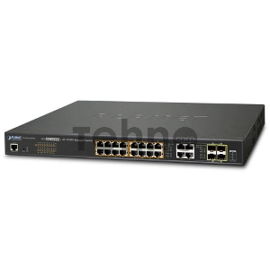 Коммутатор PLANET GS-4210-16P4C IPv6/IPv4, 16-Port Managed 802.3at POE+ Gigabit Ethernet Switch + 4-Port Gigabit Combo TP/SFP (220W)