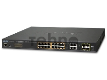 Коммутатор PLANET GS-4210-16P4C IPv6/IPv4, 16-Port Managed 802.3at POE+ Gigabit Ethernet Switch + 4-Port Gigabit Combo TP/SFP (220W)