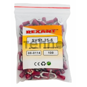 Наконечник вилочный изолированный 6.5 мм 0.5-1.5 мм² (НВи 1.5-6) красный REXANT