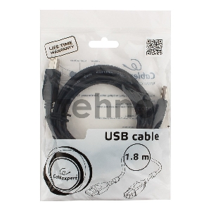 Кабель USB 2.0 Pro Cablexpert CCF2-USB2-AMBM-6, AM/BM, 1.8м, экран, 2феррит.кольца, черный, пакет