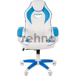 Chairman game 16 белый/голубой Игровое кресло (экокожа, регулируемый угол наклона, механизм качания)
