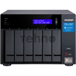 Сетевое хранилище SMB QNAP TVS-672XT-i5-8G 6-Bay NAS QTS/QuTS hero OS, Intel Core i5 Processor, 8GB DDR4 RAM(2 x 4 GB) max 64GB RAM (2 x 32 GB), 6 x 2.5/3.5