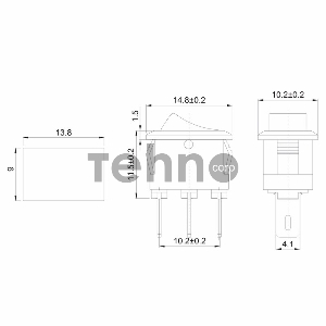 Выключатель клавишный 250V 3А (3с) ON-ON красный  Micro  REXANT