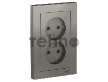 Розетка 2-м СП AtlasDesign 16А IP20 без заземл. в сборе сталь SchE ATN000920