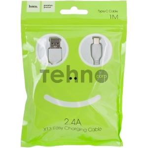 Кабель USB 2.0 hoco X13, AM/Type-C M, белый, 1м