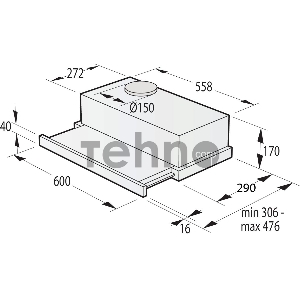 Вытяжка встраиваемая Gorenje TH62E3X нержавеющая сталь управление: кнопочное (1 мотор)