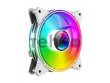 Кулер для корпуса ПК Gamemax FN-12Rainbow-Q-Infinity White, 12CM white ARGB Rainbow Infinity, Quad-ring, 3pin+4Pin connector