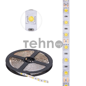 LED-лента 5 м 12 В 5050 4000 К IP23 60 LED/м для БП с клеммами LAMPER
