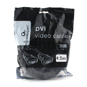 Кабель DVI-D dual link Cablexpert CC-DVI2L-BK-15, 25M/25M, 4.5м, CCS, черный, экран, феррит.кольца, пакет