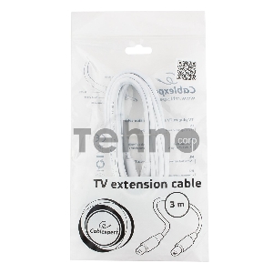 Кабель телевизионный Cablexpert CCV-515-W-3M, Coaxial M/F, белый, 3м