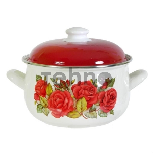 Кастрюля эмалированная Interos 15869 5, 7л Розы