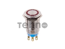 Кнопка  антивандальная Ø19 250В Фикс (5с) ON-OFF/OFF-ON подсв/красная  REXANT