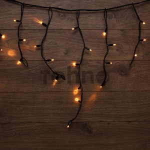 Гирлянда «Айсикл» («Бахрома») светодиодная 5х0,7 м, с эффектом мерцания, 152 LED, черный провод каучук, теплое белое свечение NEON-NIGHT