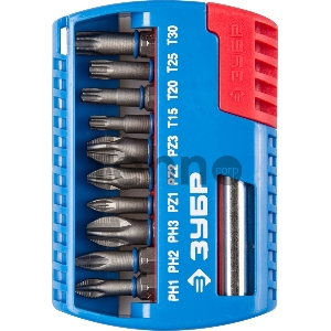 Набор бит ЗУБР ЭКСПЕРТ 26051-H11  с маг.адаптером Cr-Mo PH1 PH2 PH3 PZ1 PZ2 PZ3 TORX 15202530 11шт