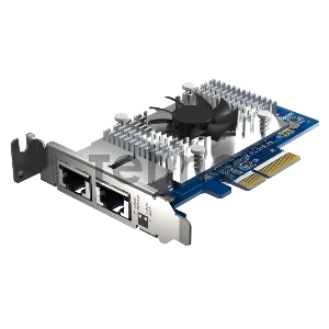 Сетевая карта QNAP QXG-10G2T-X710 LAN Expansion Card, PCIe Gen 3, Two 10GbE (10G / 5G / 2.5G / 1G / 100M)) Ports with SR-IOV and iSCSI, Block-based, Supports Multiple Virtual Disk Modes