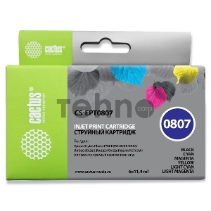 Картридж струйный Cactus CS-EPT0807 многоцветный для Epson Stylus Photo P50 (11,4ml) Комплект 6 карт