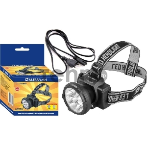 Фонарь налобный аккумуляторный LED 5363 (220В 9LED 2 режима; черн.) Ultraflash 11257