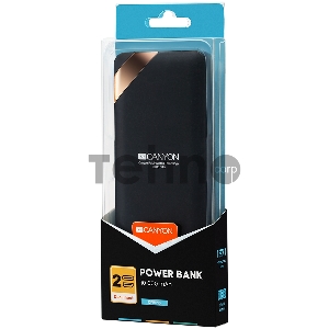 Мобильный аккумулятор CANYON Power bank 10000mAh Li-poly battery, Input 5V/2A, Output 5V/2.1A(Max), with Smart IC and power display, Black, USB cable length 0.25m, 137*67*13mm, 0.230Kg Мобильный аккумулятор CANYON Power bank 10000mAh Li-poly battery, Input 5V/2A, Output 5V/2.1A(Max), with Smart IC and power display, Black, USB cable length 0.25m, 137*67*13mm, 0.230Kg