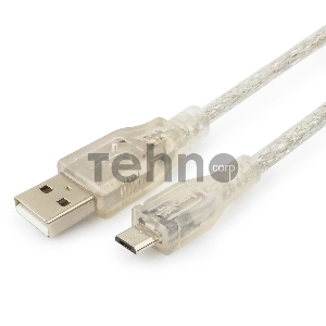 Кабель Cablexpert USB 2.0 Pro, AM/microBM, 1,8м, экран, феррит.кольцо, прозрачны (CCP-mUSB2-AMBM-6-TR)