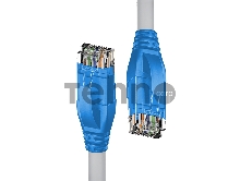 Патч-корд прямой 0.5m UTP кат.5e, серый, синие коннекторы, 24 AWG, литой, ethernet high speed 1 Гбит/с, RJ45, T568B