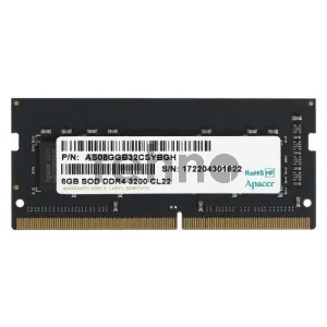 Модуль памяти Apacer  DDR4   8GB  3200MHz SO-DIMM (PC4-25600) CL19 1.2V (Retail) 1024*8 (AS08GGB32CSYBGH/ES.08G21.GSH)