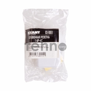 Рoзетка телефонная внешняя, 1 порт RJ-14(6P-4C), категория 3, (50 шт/уп)