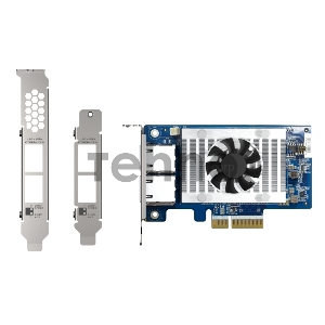 Сетевая карта QNAP QXG-10G2T-X710 LAN Expansion Card, PCIe Gen 3, Two 10GbE (10G / 5G / 2.5G / 1G / 100M)) Ports with SR-IOV and iSCSI, Block-based, Supports Multiple Virtual Disk Modes