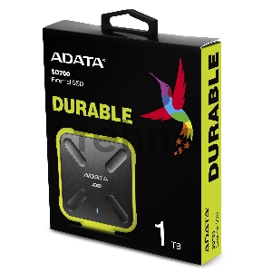 Внешний твердотельный жесткий диск 3.3 1TB ADATA SD700 External SSD ASD700-1TU31-CYL USB 3.1 Gen 1, 440/440, MTBF 2M, 3D V-NAND TLC, 800TBW, DWPD, IP68, Yellow, RTL Внешний твердотельный жесткий диск 3.3 1TB ADATA SD700 External SSD ASD700-1TU31-CYL USB 3.1 Gen 1, 440/440, MTBF 2M, 3D V-NAND TLC, 800TBW, DWPD, IP68, Yellow, RTL