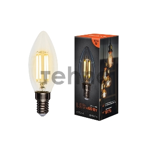 Лампа филаментная REXANT Свеча CN35 7.5 Вт 600 Лм 2700K E14 прозрачная колба