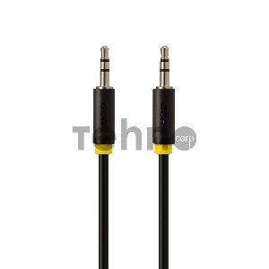 Greenconnect Кабель аудио 0.5m jack 3,5mm/jack 3,5mm черный, желтая окантовка, ультрагибкий, 28 AWG, M/M, Premium , экран, стерео(GCR-AVC1114-0.5m)