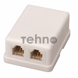 Рoзетка телефонная внешняя, 2 порта RJ-14(6P-4C), категория 3, (50 шт/уп)