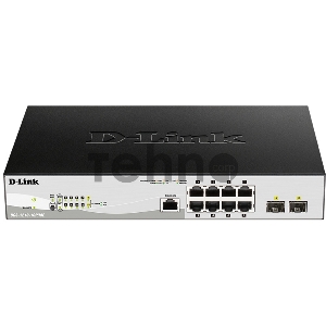 Коммутатор D-Link DGS-1210-10P/ME/B1A Управляемый 2 уровня с 8 портами 10/100/1000Base-T с поддержкой PoE и 2 портами 1000Base-X SFP