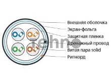 Кабель информационный Hyperline FUTP4-C5E-S24-OUT-LSZH-BK-500 кат.5E F/UTP 4X2X24AWG LSZH внешний 500м черный