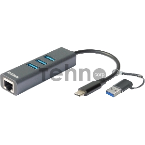 Сетевой адаптер D-Link DUB-2332/A1A Gigabit Ethernet / USB Type-C с 3 портами USB 3.0 и переходником USB Type-C / USB Type-A Сетевой адаптер D-Link DUB-2332/A1A Gigabit Ethernet / USB Type-C с 3 портами USB 3.0 и переходником USB Type-C / USB Type-A