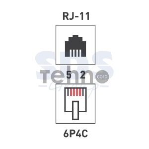 Рoзетка телефонная внешняя, 2 порта RJ-14(6P-4C), категория 3, (50 шт/уп)