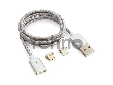 Кабель USB 2.0 Cablexpert CC-USB2-AMLM3-1M, AM/microBM 5P - iPhone lightning, магнитный комбо кабель, 1м, алюминиевые разъемы, коробка