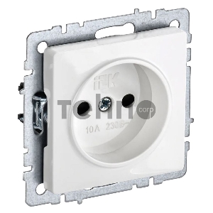Розетка BRITE РС10-1-0-БрБ 10А без заземл. без защ. шторок бел. IEK BR-R10-10-K01