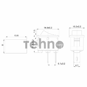 Выключатель клавишный 250V 3А (2с) ON-OFF красный  Micro  REXANT