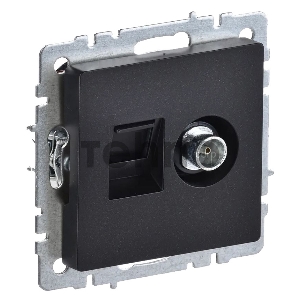Роз. двойная IEK BRITE TV+RJ45 кат.5E РТВ/РК12-БрЧ черн.